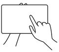 Hands holding tablet, touching screen, monochrome illustration Royalty Free Stock Photo